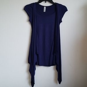 Chocolate Shirt Sewed in Sleeveless Cardigan